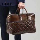 DIMY Hand Patina Dutch calfskin Mens Briefcase Genuine Leather Fashion travel Bag Handbag Male Business Tote Bags Laptop 15 Zip