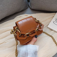 Stone Pattern PU Leather Crossbody Bags For Women Thick Chain Design Shoulder Messenger Bag Lady Mini Tote Lipstick Handbags