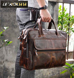 Men Oil Waxy Leather Antique Design Business Briefcase Laptop Document Case Fashion Attache Messenger Bag Tote Portfolio 7146